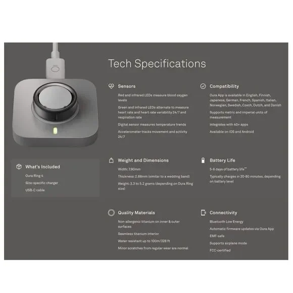 Oura Ring Gen 4 Smart Ring Size 9 Activity Tracker BLACK - New/Sealed! - Picture 4 of 4